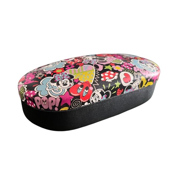 Youth Size Eyeglass Case Hard Clam Shell Disney Minnie Mouse Comic Sticker Style - Picture 4 of 6